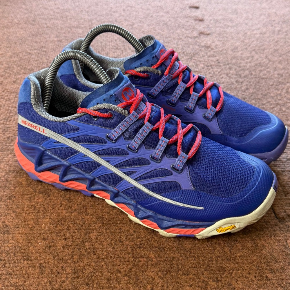 Merrell All Out Peak Womens Trail Running Shoes Royal Blue Orange J32444 Size 9